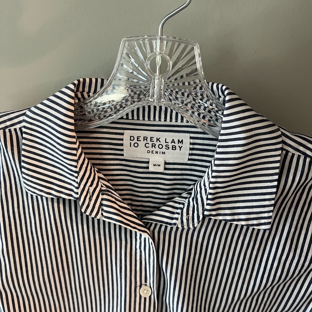 10 Crosby Derek Lam women’s Navy and White Striped Shirt